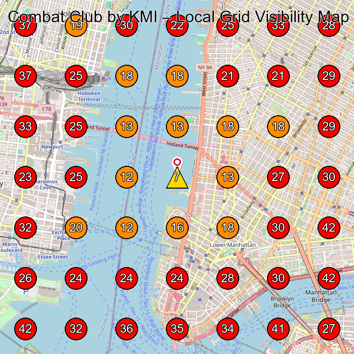 Combat Club by KMI GeoGrid visibility map for Martial Arts School in New York